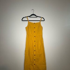 Mustard yellow linen dress.